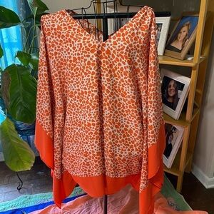 NWT Mud Pie size small oversized coverup shrug animal print coral orange